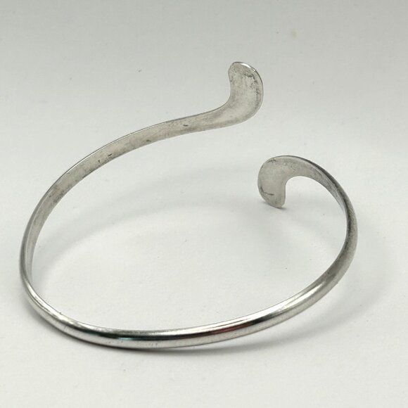 Vintage Sterling Silver Modernist Bypass Cuff Bracelet 7.75in 15g Minimalist - Picture 2 of 10